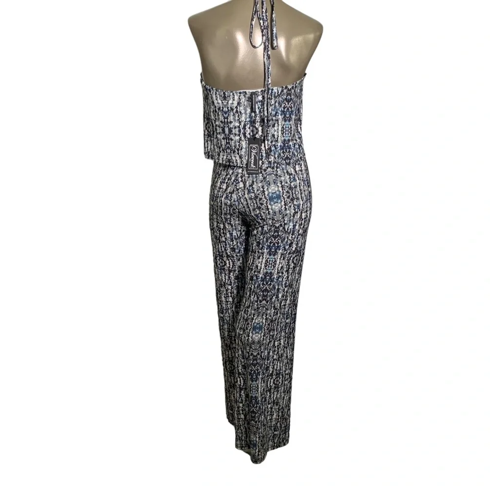 NEW! Deborah Viereck women’s XS jumpsuit printed stretch ruffle top sleeveless - Picture 4 of 10